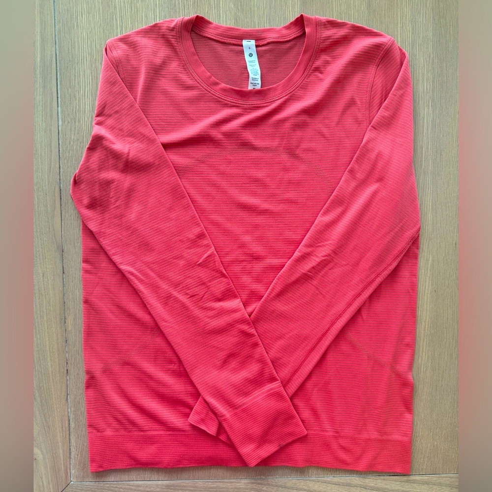 Orange and tan striped relaxed for swiftly long sleeve